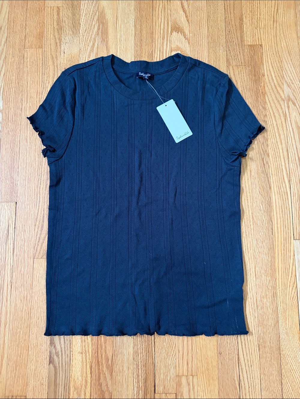 Splendid Navy Ribbed Short Sleeve Tee